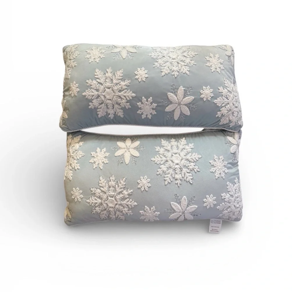 Elegant Snowflake Embroidered Holiday Pillows